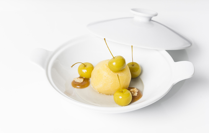 Manzana asada a baja tempeatura con Calvados